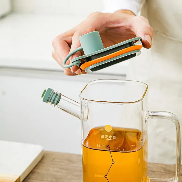 Borosilicate Glass Oil Dispenser with Lid | Oil Fancy Jug