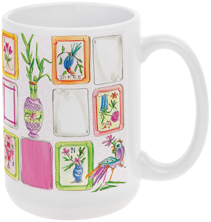 Boston International - Mahjong Pink 15 oz Ceramic Mug Rosanne Beck