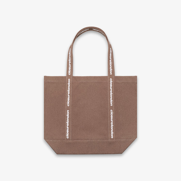 Branded Strap Heavyweight Tote Bag | Washed Brown