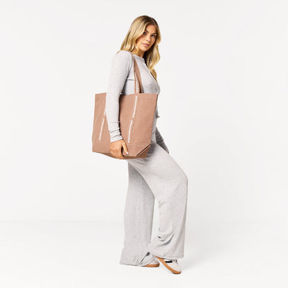 Branded Strap Heavyweight Tote Bag | Washed Brown