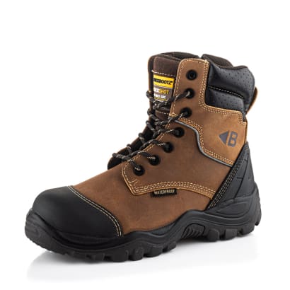 Buckler boots bsh008 buckshot s3 hro src wru dark brown high leg safety zip lace boot