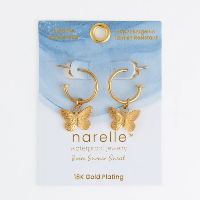 Butterfly Charm Hoop Earrings