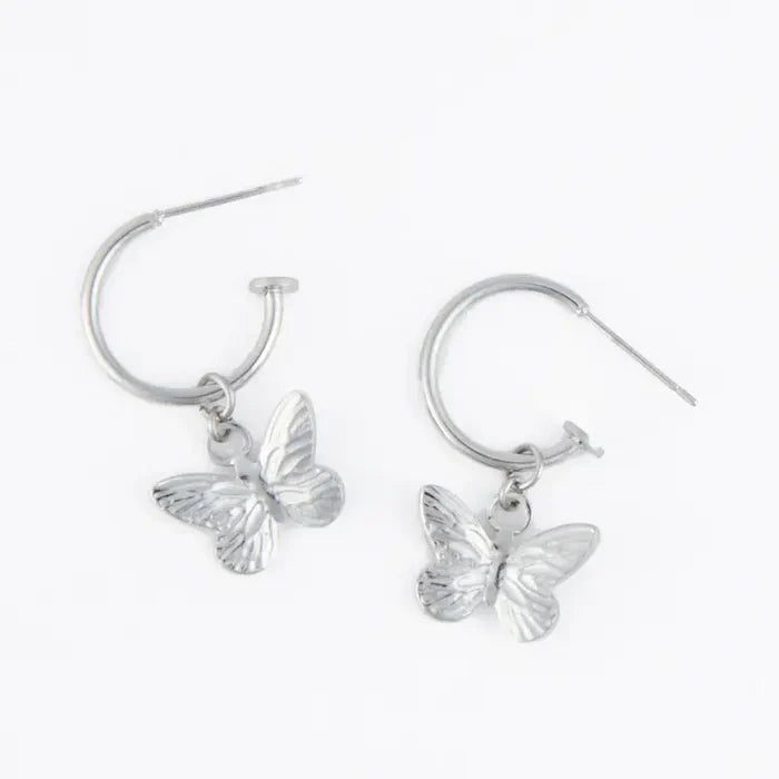 Butterfly Charm Hoop Earrings