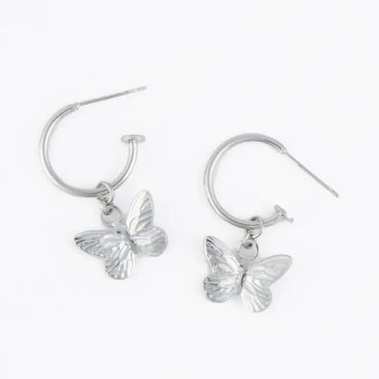 Butterfly Charm Hoop Earrings