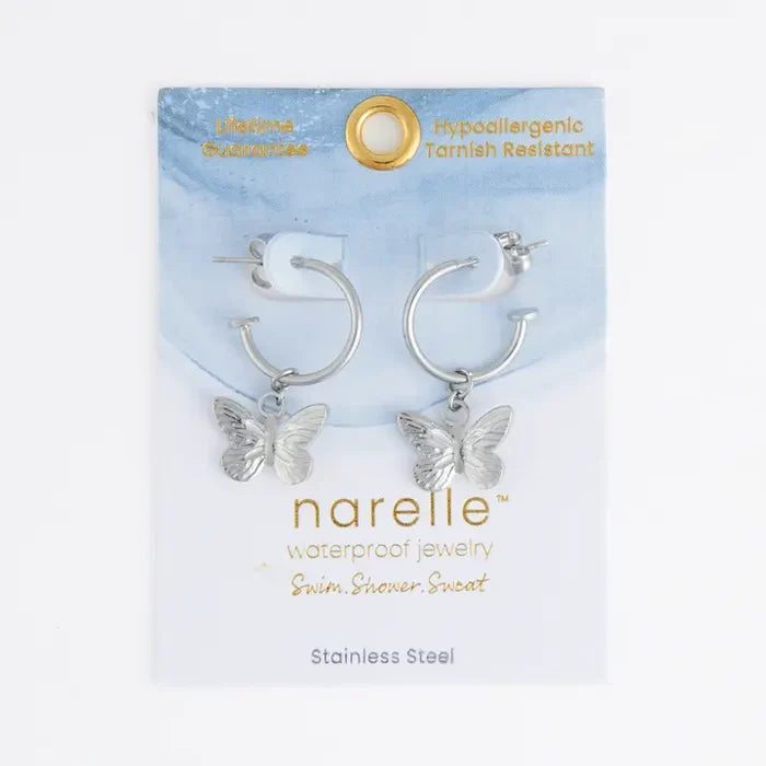Butterfly Charm Hoop Earrings