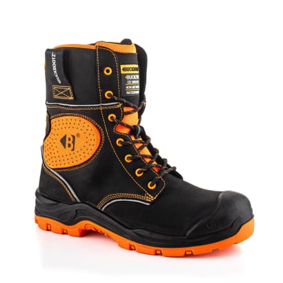 Bviz 6 buckzviz high-leg lace boot in black and orange