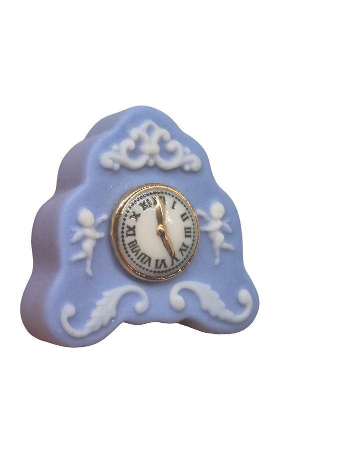 Carol Pongracic – Blue Porcelain Clock w/ White Accents