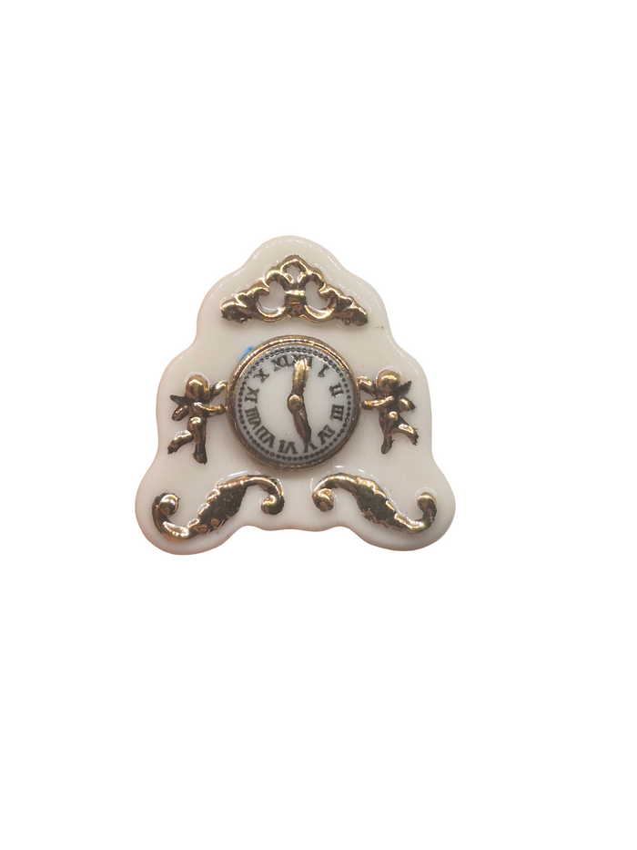 Carol Pongracic – White Porcelain Clock with Golden Accents
