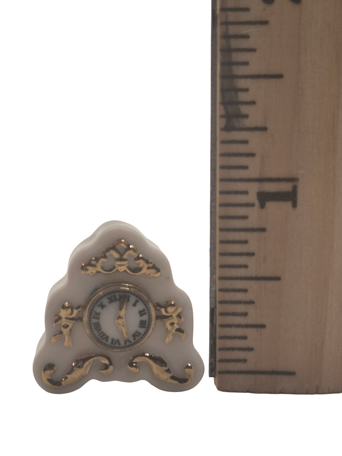 Carol Pongracic – White Porcelain Clock with Golden Accents