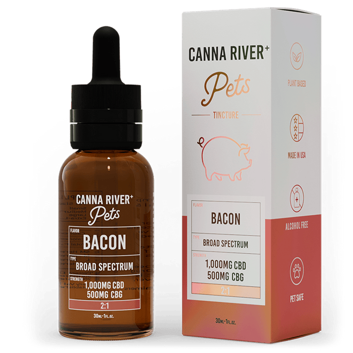 Canna River CBD Pet Tincture Bacon Broad Spectrum 1000mg CBD + 500mg CBG 30mL