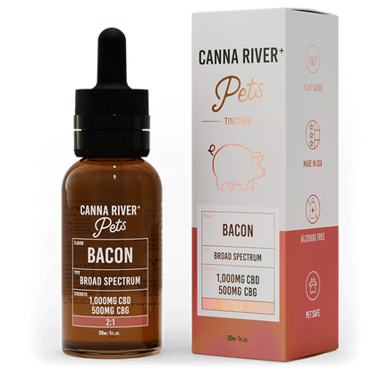 Canna River CBD Pet Tincture Bacon Broad Spectrum 1000mg CBD + 500mg CBG 30mL