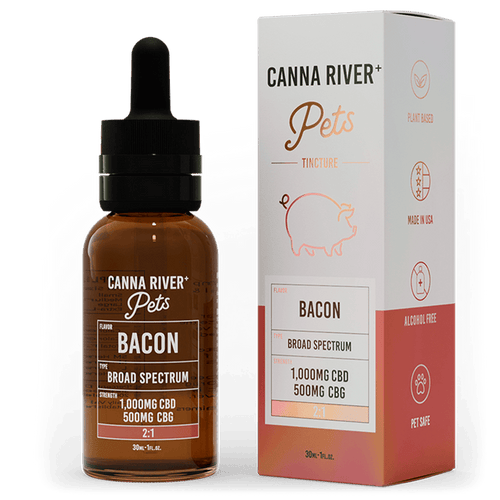 Canna River CBD Pet Tincture Bacon Broad Spectrum 1000mg CBD + 500mg CBG 30mL