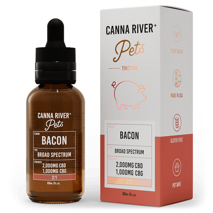 Canna River CBD Pet Tincture Bacon Broad Spectrum 2000mg CBD + 1000mg CBG 60mL