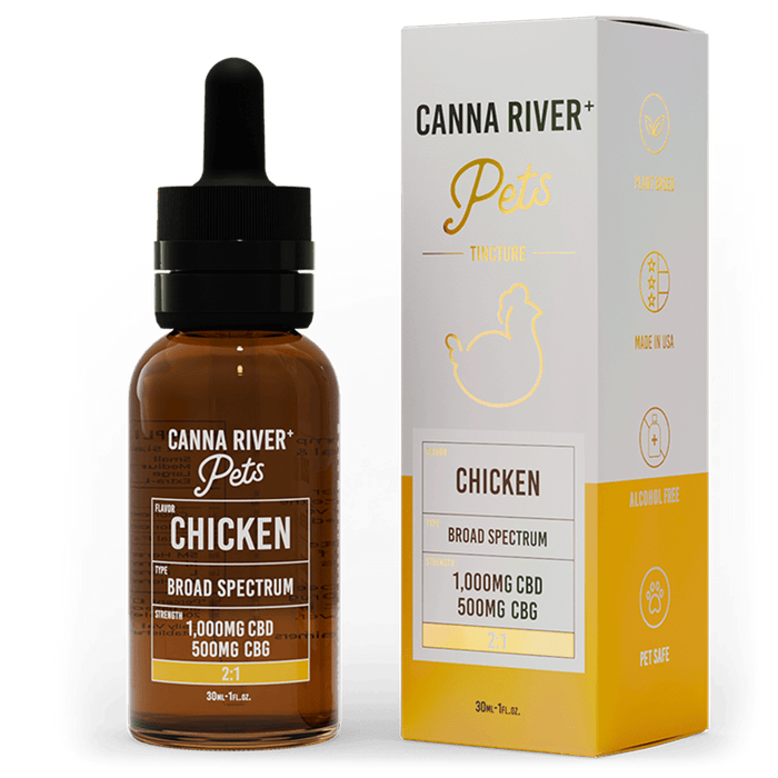 Canna River CBD Pet Tincture Chicken Broad Spectrum 1000mg CBD + 500mg CBG 30mL
