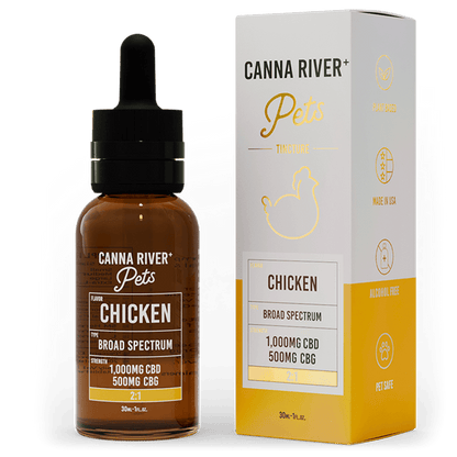 Canna River CBD Pet Tincture Chicken Broad Spectrum 1000mg CBD + 500mg CBG 30mL