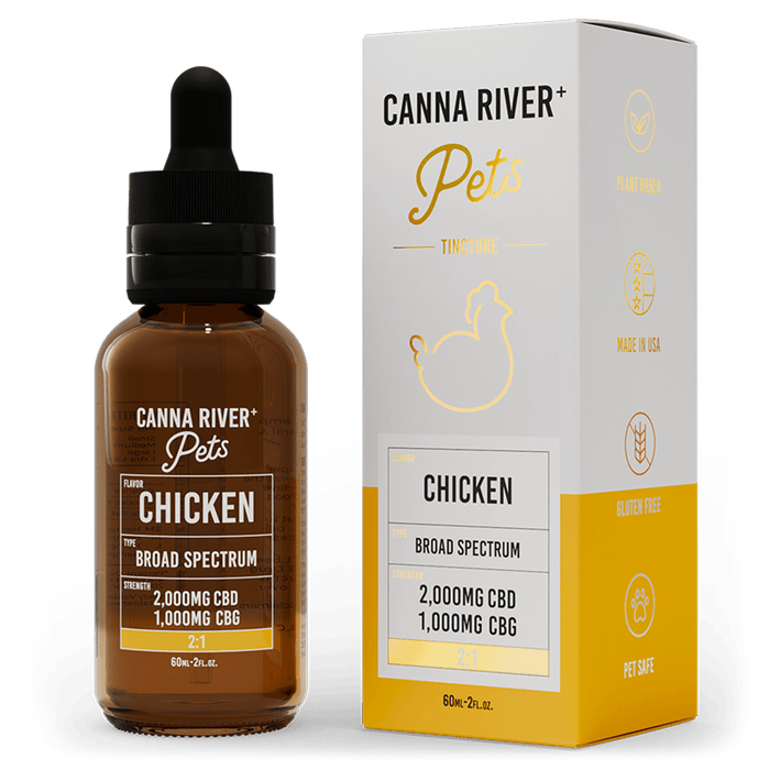 Canna River CBD Pet Tincture Chicken Broad Spectrum 2000mg CBD + 1000mg CBG 60mL