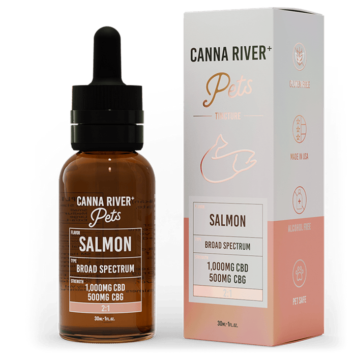 Canna River CBD Pet Tincture Salmon Broad Spectrum 1000mg CBD + 500mg CBG 30mL