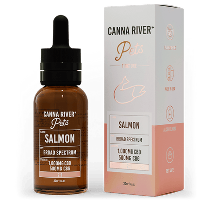 Canna River CBD Pet Tincture Salmon Broad Spectrum 1000mg CBD + 500mg CBG 30mL