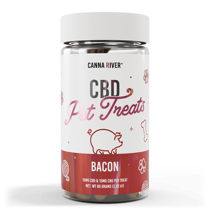 Canna River CBD Pet Treats Bacon Broad Spectrum 15mg CBD + 15mg CBG 30 count