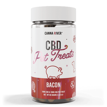 Canna River CBD Pet Treats Bacon Broad Spectrum 15mg CBD + 15mg CBG 30 count