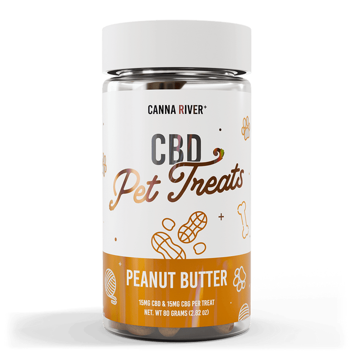 Canna River CBD Pet Treats Peanut Butter Broad Spectrum 15mg CBD + 15mg CBG 30 count
