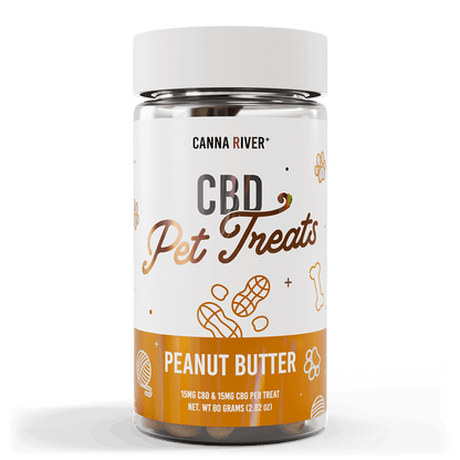 Canna River CBD Pet Treats Peanut Butter Broad Spectrum 15mg CBD + 15mg CBG 30 count