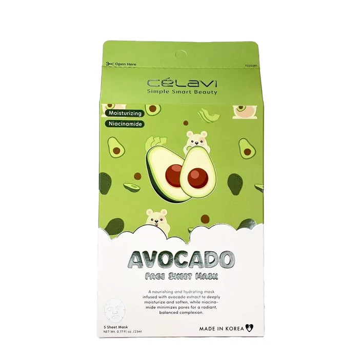 Célavi - Avocado Face Sheet Mask Pack (5 Count)