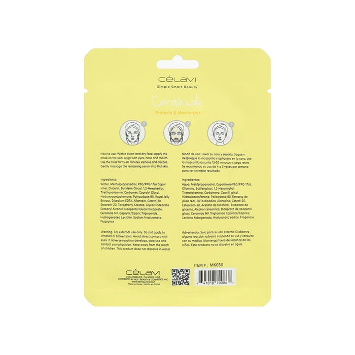 Celavi - Ceramide Facial Sheet Mask: Deep Hydration & Protection