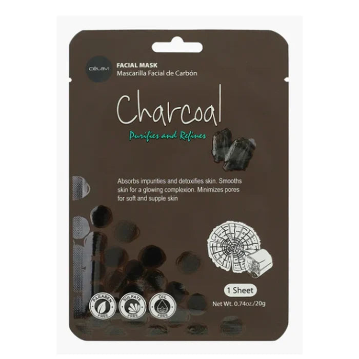 Celavi - Charcoal Facial Sheet Mask – Purifying & Pore-Refining Skincare