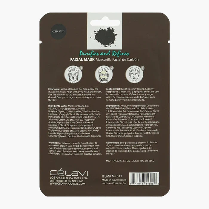 Celavi - Charcoal Facial Sheet Mask – Purifying & Pore-Refining Skincare