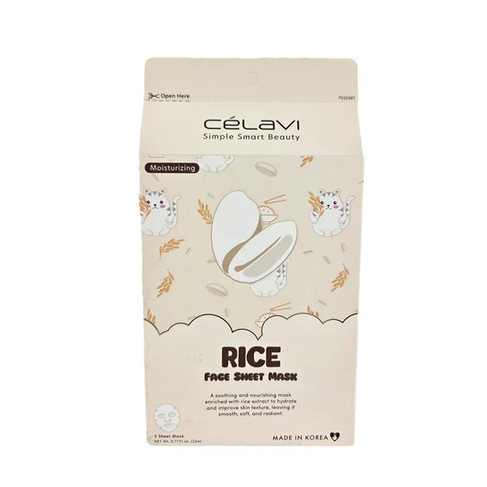 Celavi - Rice Face Sheet Mask Set (5 Count)