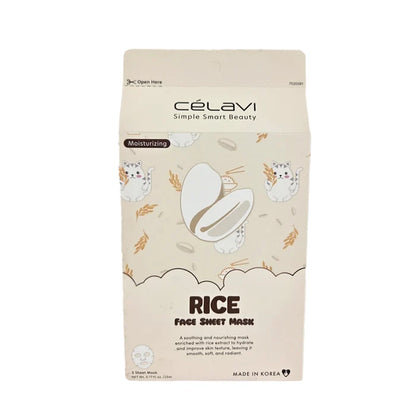 Celavi - Rice Face Sheet Mask Set (5 Count)