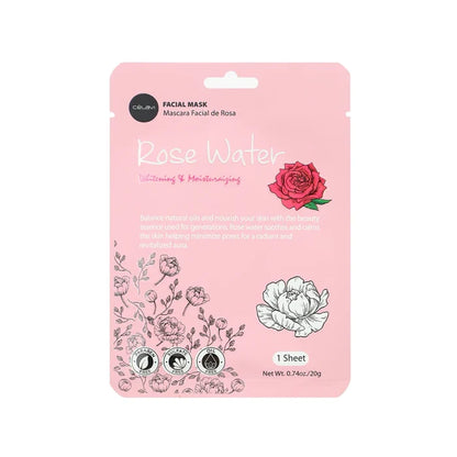 Celavi - Rose Water Facial Sheet Mask – Moisturizing & Brightening Skincare Treatment