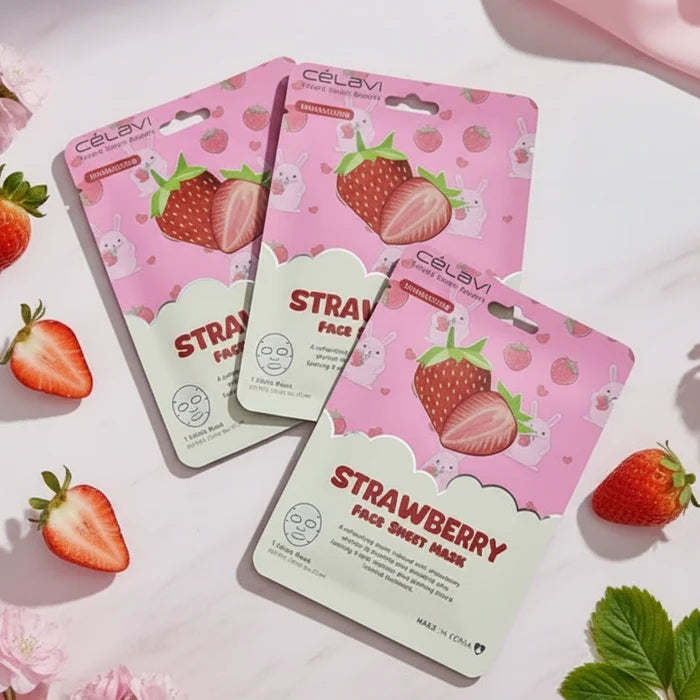 Célavi - Strawberry Moisturizing Face Sheet Mask Pack (5-Count)