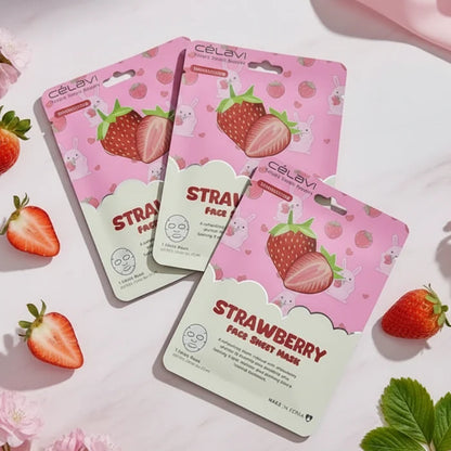Célavi - Strawberry Moisturizing Face Sheet Mask Pack (5-Count)