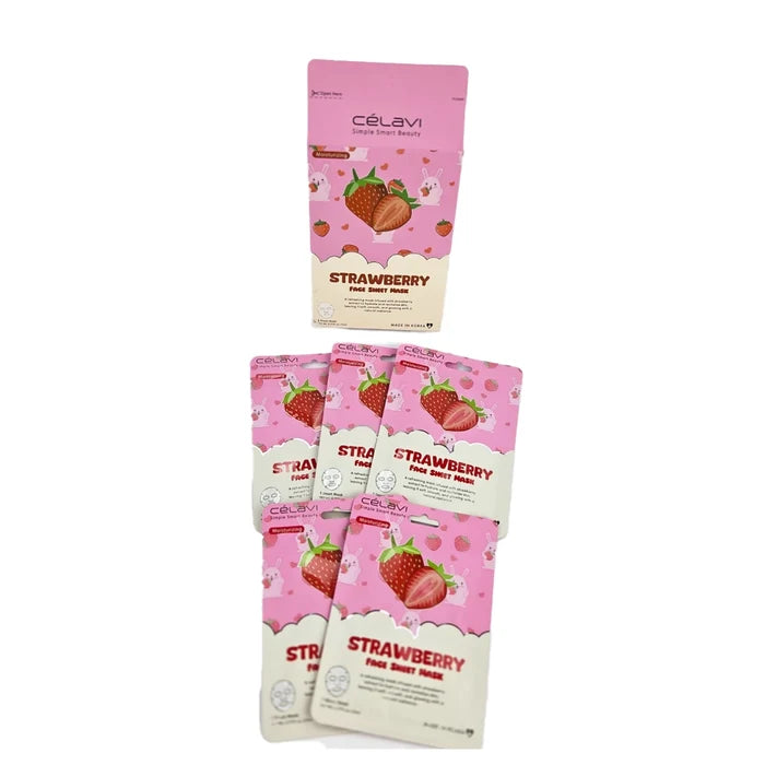 Célavi - Strawberry Moisturizing Face Sheet Mask Pack (5-Count)