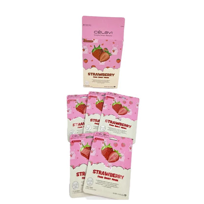 Célavi - Strawberry Moisturizing Face Sheet Mask Pack (5-Count)