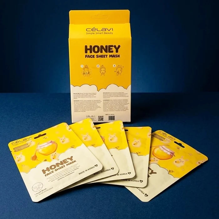 Célavi Honey Face Sheet Mask Pack (5-Count)