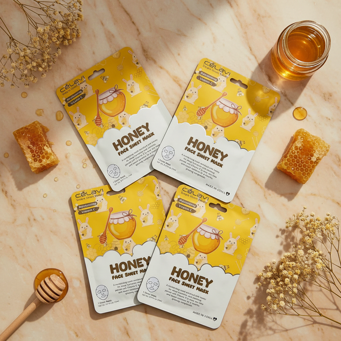 Célavi Honey Face Sheet Mask Pack (5-Count)