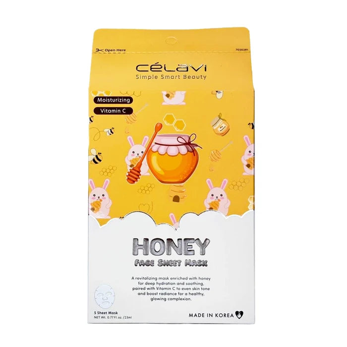 Célavi Honey Face Sheet Mask Pack (5-Count)