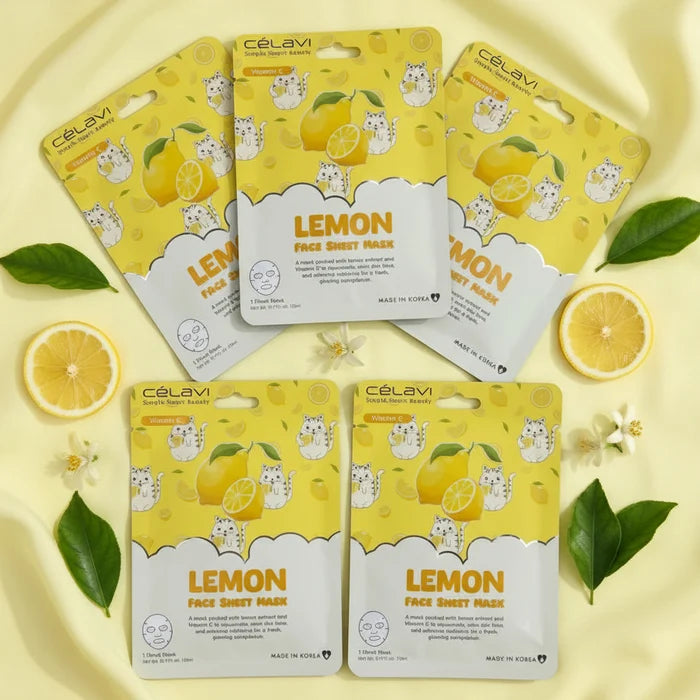 Célavi Vitamin C Lemon Face Sheet Mask Set (5-count)