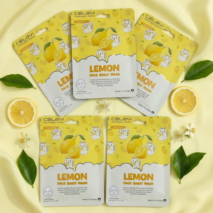 Célavi Vitamin C Lemon Face Sheet Mask Set (5-count)