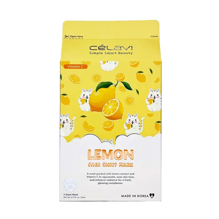 Célavi Vitamin C Lemon Face Sheet Mask Set (5-count)