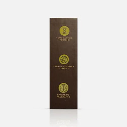 A 100ml bottle of Divin Scent Mystic Eau De Parfum placed on a wooden surface with fresh lime slices, lychee, and blooming flowers, symbolizing the perfume’s citrus, floral, and woody fragrance blend.