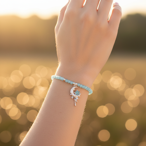 Celestial Elegance: Melted Moon Crystal Beaded Bracelet (BL18386)