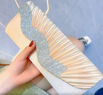 CL1559 - Silk Pleated Diamond Wedding French Clutch