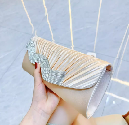 CL1559 - Silk Pleated Diamond Wedding French Clutch