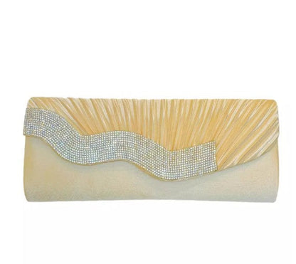 CL1559 - Silk Pleated Diamond Wedding French Clutch