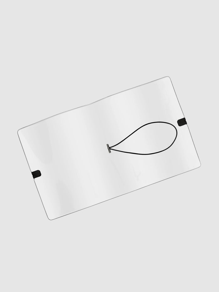 Clear vinyl cover opened and empty displayed on a neutral background.