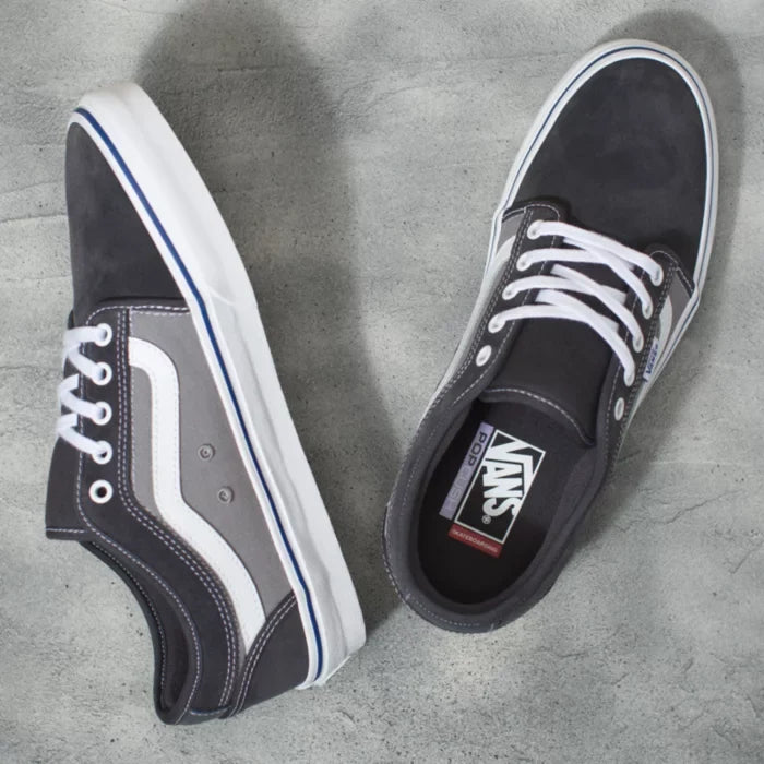 Vans Chukka Low Sid ACP skate shoes, asphalt blue suede and canvas sneakers size 6